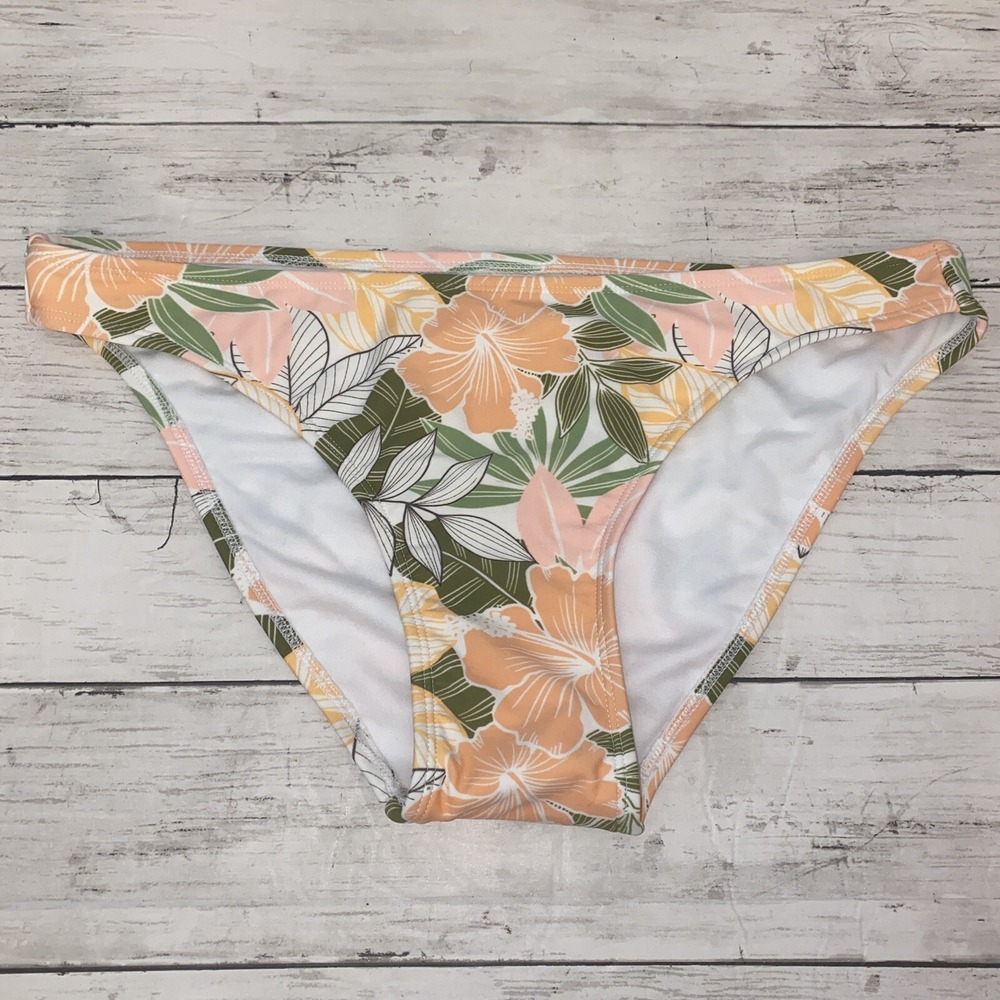 Xhilaration‎ Bikini Bottom Womens XL Peach Floral Tropical Swim Target Cheeky XL